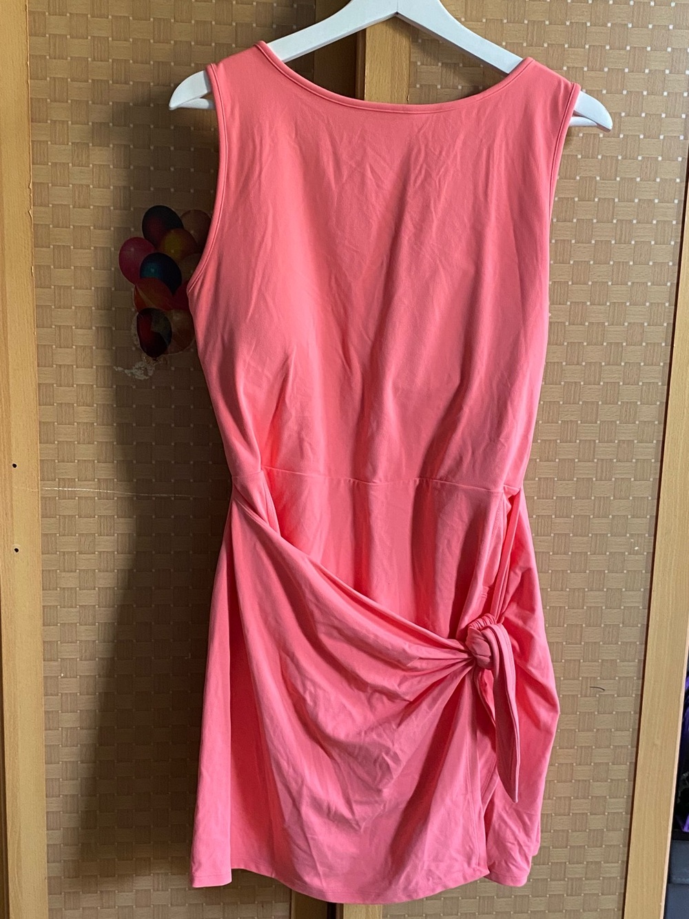 Sleeveless Coral Tie-Waist Mini Dress